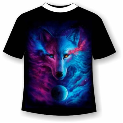 Подростковая футболка Волк в тумане