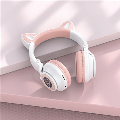 Bluetooth-наушники полноразмерные Borofone BO18 cat ear (white)