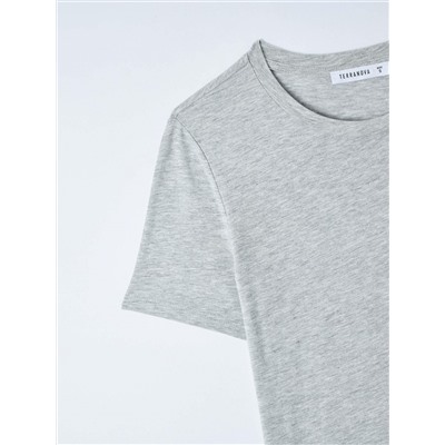 Простая футболка с круглым вырезом горловины Светло-серый меланж
