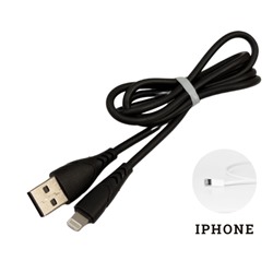 USB провод силиконовый для зарядки iPhone, 1 метр, чёрный, 213721, арт.600.027