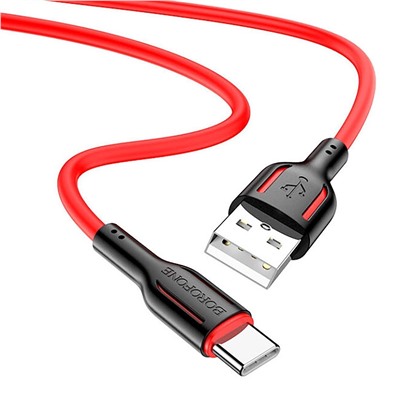 Кабель USB - Type-C Borofone BX63  100см 3A  (black/red)