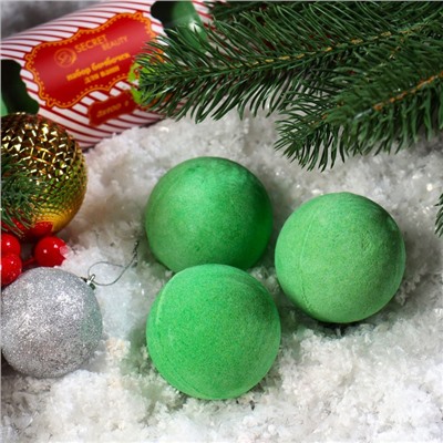 Новогодний набор бомбочек для ванны «Красная конфета», зелёный, 3 шт по 100 гр.