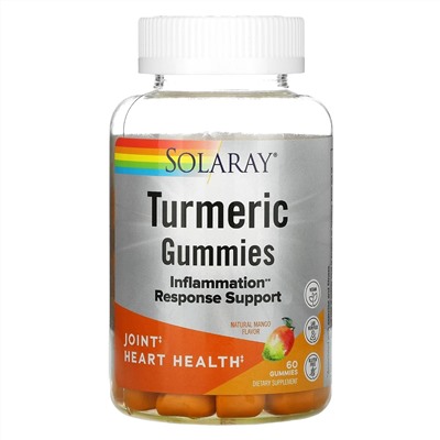 Solaray, Turmeric Gummies, Natural Mango, 60 Gummies