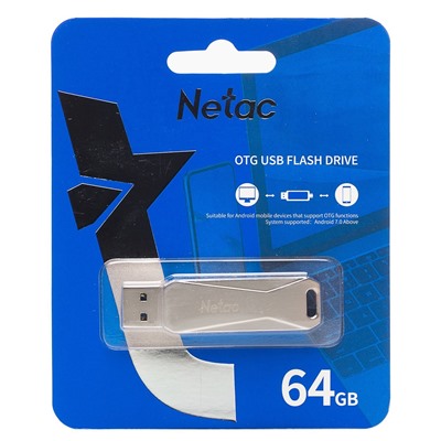 Флэш накопитель USB 64 Гб Netac U782C Dual 3.0 + Type C (silver)