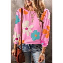 Rose Cute Flower Print Bracelet Sleeve Top