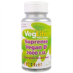 VegLife, Supreme Vegan D, 2,000 IU, 100 Tablets