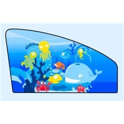 Боковая шторка для окон (ЛЕВАЯ), с изображением животных "Подводный мир"