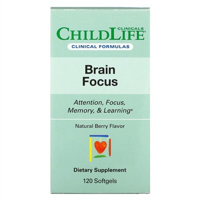 Childlife Clinicals, Brain Focus, натуральные ягоды, 120 мягких таблеток