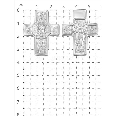 Крест из серебра родированный - 3,5 см