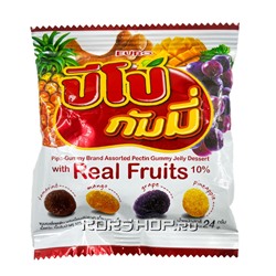 Мармелад 4 фруктовых вкуса Gummy Mix Fruits Pipo EuroFood, Таиланд, 24 г