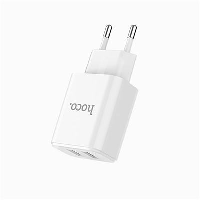 Адаптер Сетевой с кабелем Hoco C62A Victoria 2USB 2,1A/10W (USB/Type-C) (white)