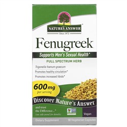 Nature's Answer, Fenugreek, 600 mg, 90 Vegetarian Capsules