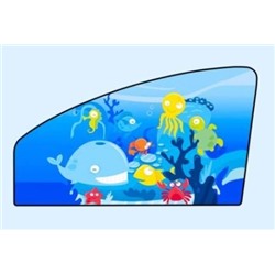 Боковая шторка для окон (ПРАВАЯ), с изображением животных "Подводный мир"