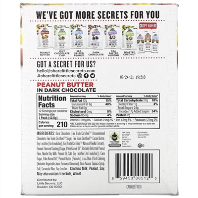 Little Secrets, Dark Chocolate Pieces, Peanut Butter, 12 Pack, 1.5 oz (42.5 g) Each