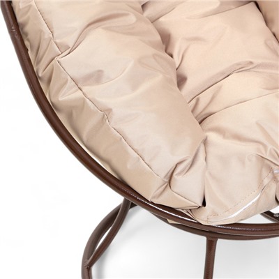 Кресло "Пончик" с бежевой подушкой, коричневая стойка, 55 х 40 х 61 см