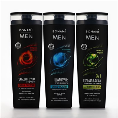 Шампунь для волос For men, заряд чистоты, 400 мл , BONAMI