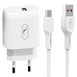 Адаптер Сетевой с кабелем SKYDOLPHIN SC22ET (повр. уп.) USB 2,4A/12W (USB/Type-C) (white)