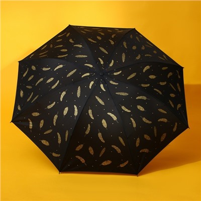 Зонт механический «Золотые перья», 8 спиц, d=95, цвет чёрный