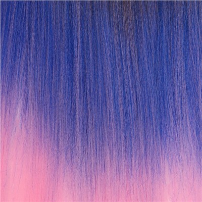 SIM-BRAIDS Канекалон трёхцветный, гофрированный, 65 см, 90 гр, цвет синий/чёрный/светло-розовый(#FR-33)