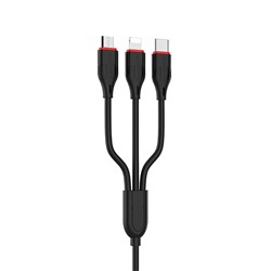 Кабель USB - Multi connector Borofone BX17 3in1  100см 2,4A  (black)