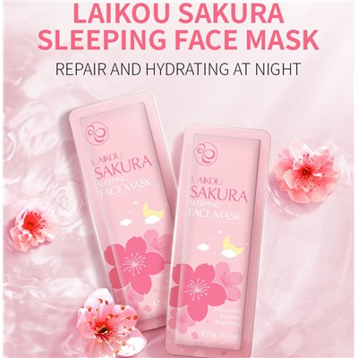 Ночная несмываемая маска для лица с сакурой LAIKOU Sakura Sleeping Face Mask, 3 гр.
