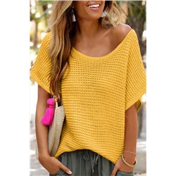 Ginger Solid Loose Knit Short Dolman Sleeve Sweater