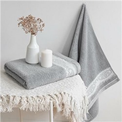 Махровое полотенце "Шантильи"-серый 50*90 см. хлопок 100%
