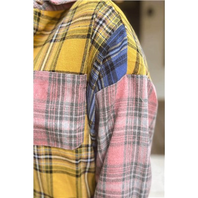 Multicolor Plaid Colorblock Patchwork Shirt