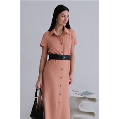 11683 Платье-рубашка удлинённое персиковое