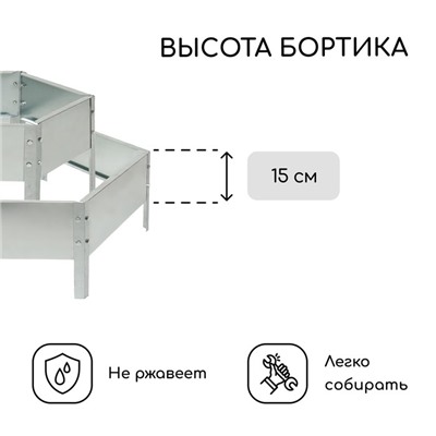 Клумба оцинкованная, 2 яруса, d = 60–100 см, h = 30 см, серая, Greengo