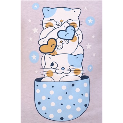 Пижама с шортами для девочки Кошки в чашке арт. ПД-009-020