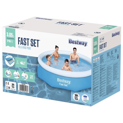 Бассейн надувной Fast Set, 305 х 76 см, фильтр-насос, от 6 лет, 57270 Bestway