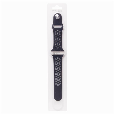 Ремешок - ApW Sport N Apple Watch 42/44/45/49 mm силикон на кнопке (S) (black/gray)