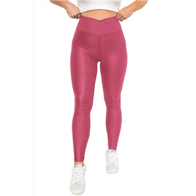 Rose Red Crossed Dip Waist Sleek Leather Leggings