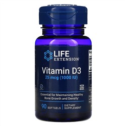 Life Extension, Vitamin D3, 25 mcg (1,000 IU), 90 Softgels