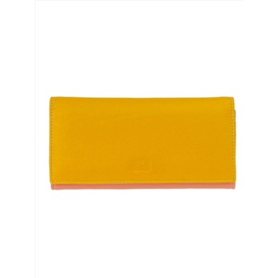 Женское портмоне из натуральной кожи, цвет желтый
