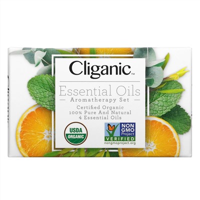 Cliganic, Essential Oils, Aromatherapy Set, 4 Piece Set