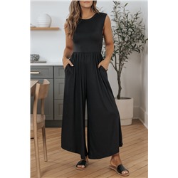 Black Open Back Wide Leg Jumpsuit