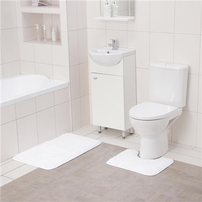 Набор ковриков для ванной и туалета Доляна «Пушистик», 2 шт, 40×50 см, 50×80 см, цвет белый