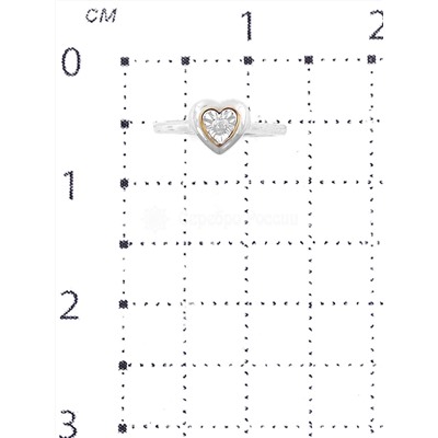 Кольцо из родированного серебра с бриллиантом и золочением