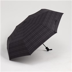 Зонт автоматический «Клетка», 3 сложения, 8 спиц, R = 51 см, цвет серый