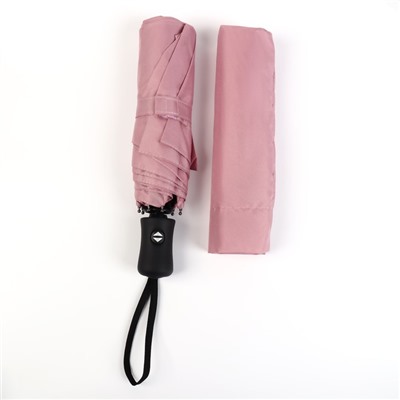 Зонт автоматический «Однотонный», эпонж, 3 сложения, 8 спиц, R = 48 см, цвет нежно-розовый