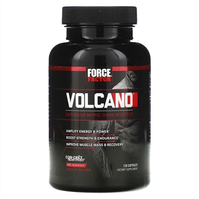 Force Factor, Volcano, бустер оксида азота,120 капсул