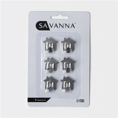 Крючки самоклеящиеся SAVANNA «Дом», 6 шт