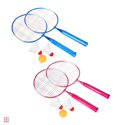 Набор бадминтона для детей (ракетка-2шт, волан-2шт, мяч-1шт), 2 цвета
