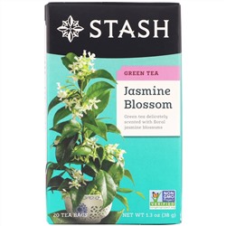 Stash Tea, Цветок жасмина, зеленый чай, 20 чайных пакетиков, 1,3 унции (38 г)