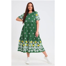 Платье женское 551Б Зеленый, одуванчики