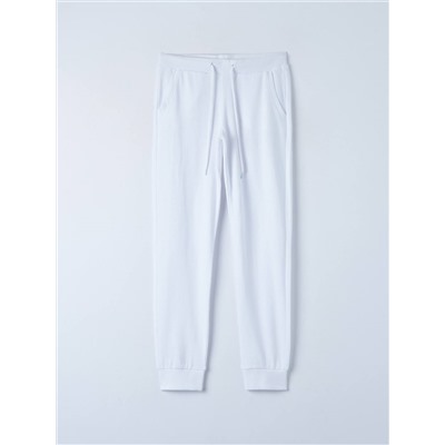 Легкие спортивные брюки из однотонной ткани Чисто-белый