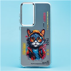 Чехол-накладка - PC092 для "Samsung Galaxy S23FE" (кот) (transparent)