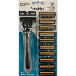 PearlMax Станки мужские для бритья с тройным лезвием + 11 сменных кассет